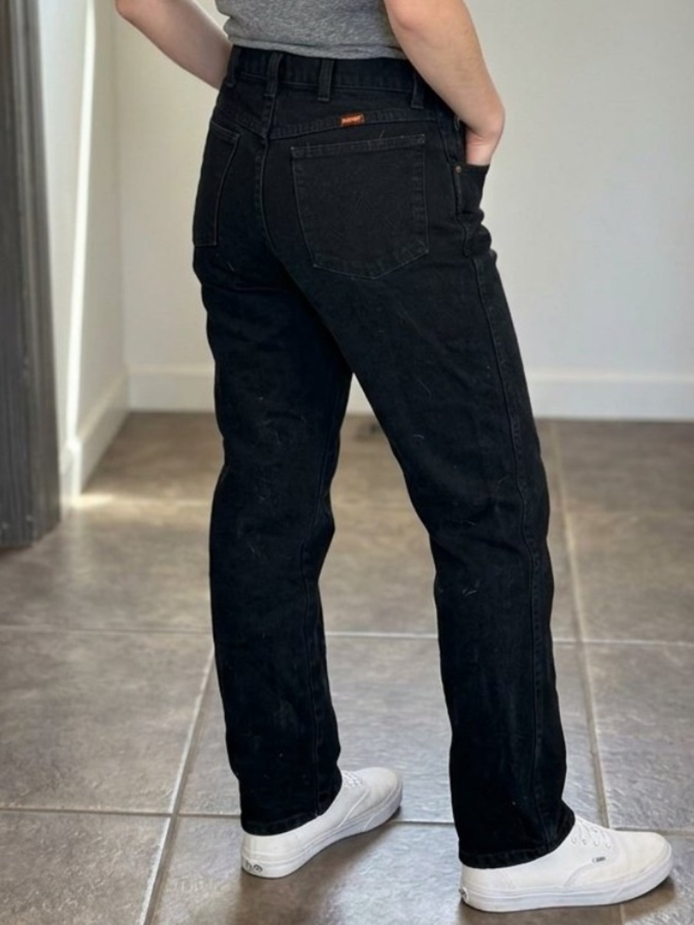 Black High-Rise Straight Leg Jeans